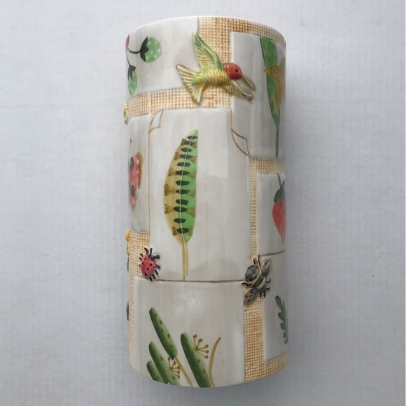 Embossed Flower Vase By Cardinal Inc “Montage” Hand Painted 10” - Picture 2 of 8